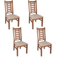 PACK 4 SILLAS PASCAL MADERA COLOR MIEL TAPIZ CAFE JASPEADO