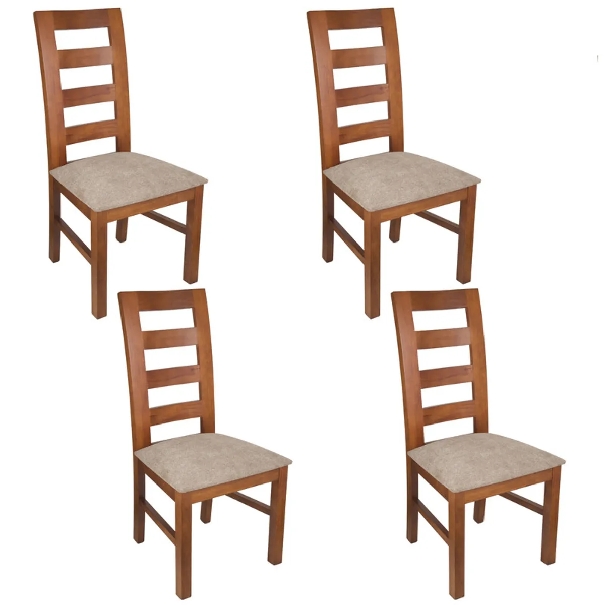 ARTHOME - PACK 4 SILLAS AMELIA MADERA COLOR MIEL TAPIZ CAFE JASPEADO