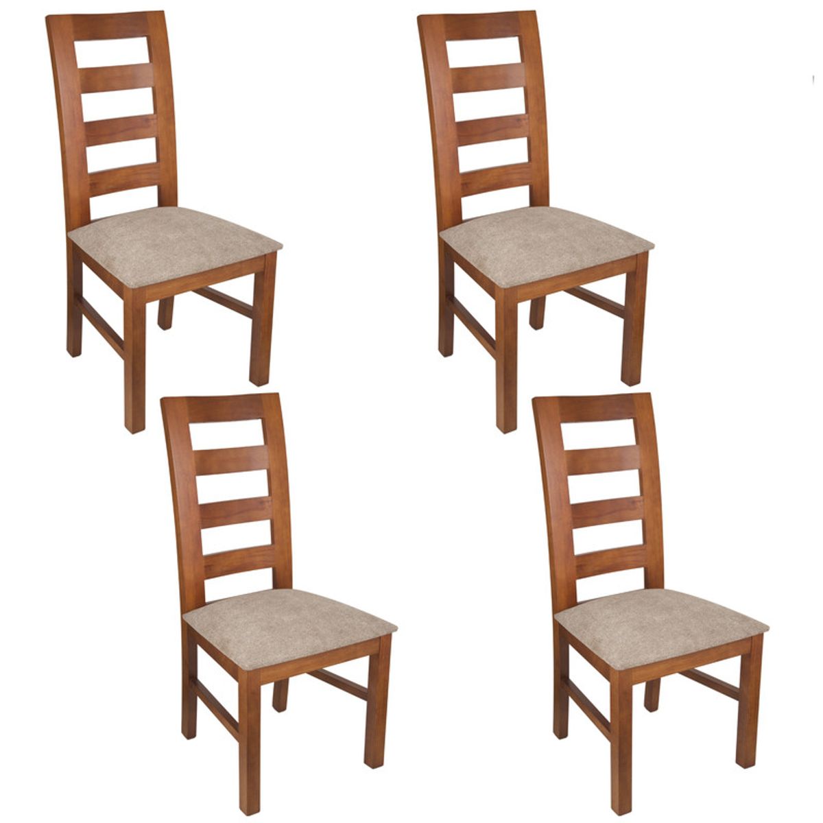 ARTHOME - PACK 4 SILLAS AMELIA MADERA COLOR MIEL TAPIZ CAFE JASPEADO