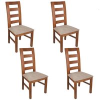 PACK 4 SILLAS AMELIA MADERA COLOR MIEL TAPIZ CAFE JASPEADO