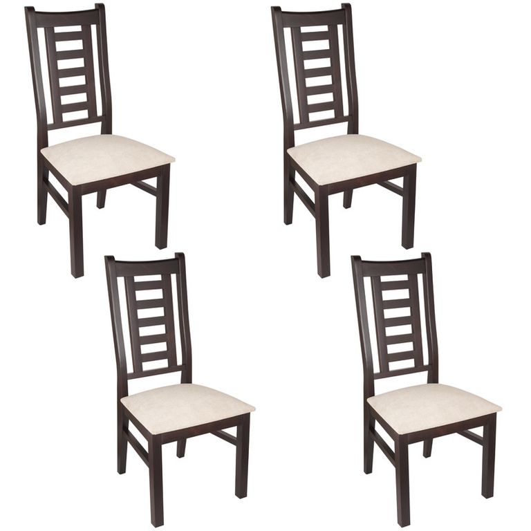 PACK 4 SILLAS PASCAL MADERA COLOR CHOCOLATE TAPIZ BEIGE JASPEADO