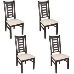 ARTHOME - PACK 4 SILLAS PASCAL MADERA COLOR CHOCOLATE TAPIZ BEIGE JASPEADO