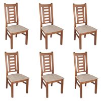 PACK 6 SILLAS PASCAL MADERA COLOR MIEL TAPIZ CAFE JASPEADO