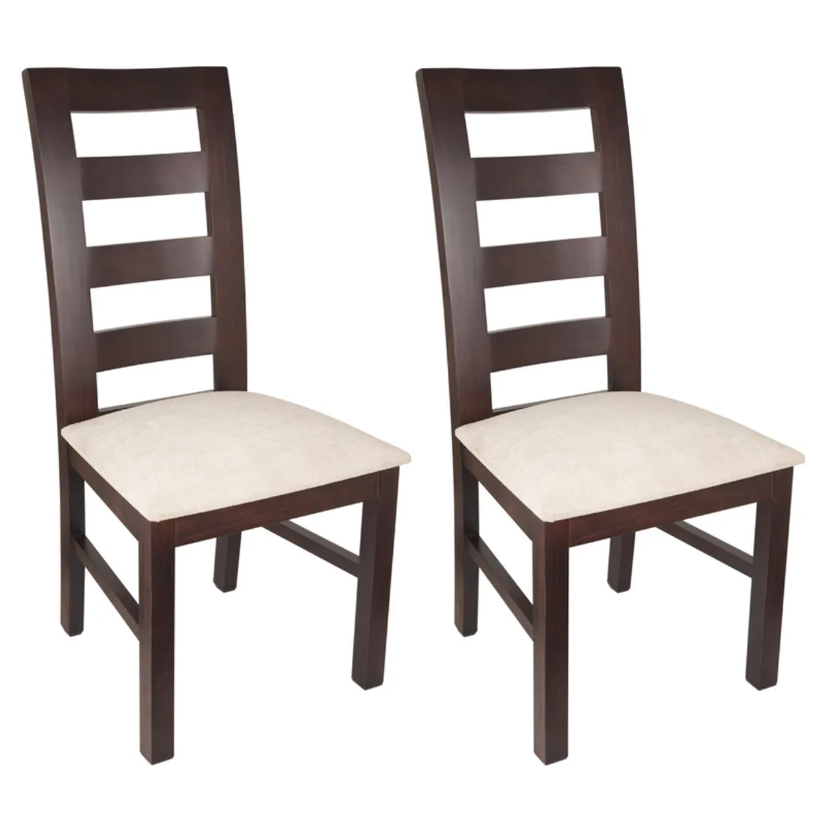 ARTHOME - PACK 2 SILLAS AMELIA MADERA COLOR CHOCOLATE TAPIZ BEIGE JASPEADO