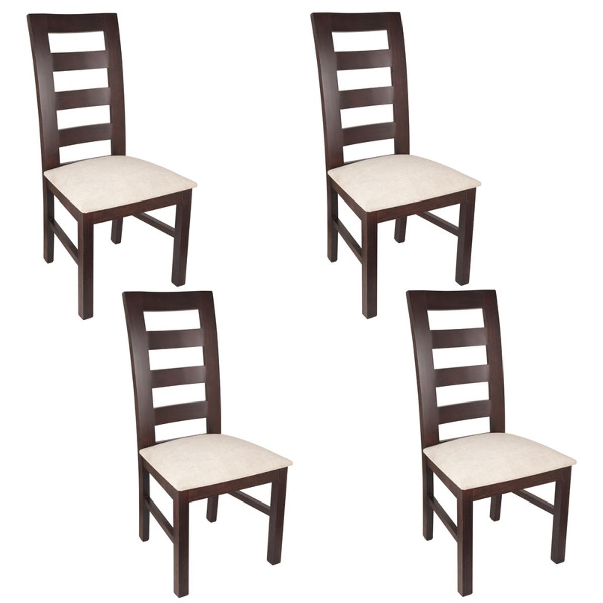ARTHOME - PACK 4 SILLAS AMELIA MADERA COLOR CHOCOLATE TAPIZ BEIGE JASPEADO