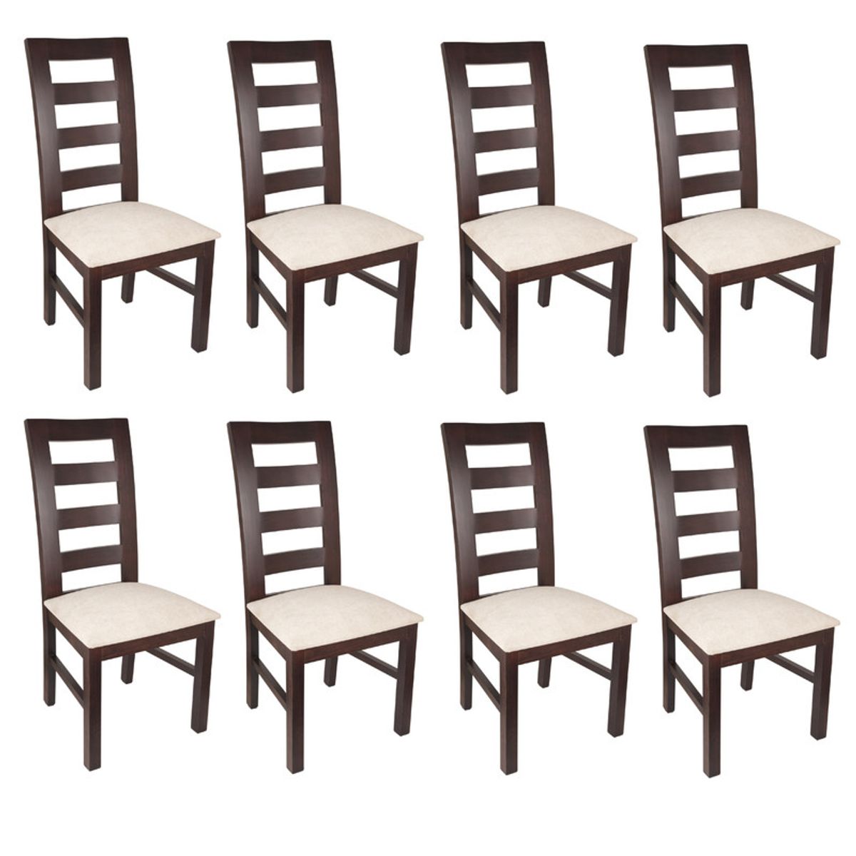 ARTHOME - PACK 8 SILLAS AMELIA MADERA COLOR CHOCOLATE TAPIZ BEIGE JASPEADO