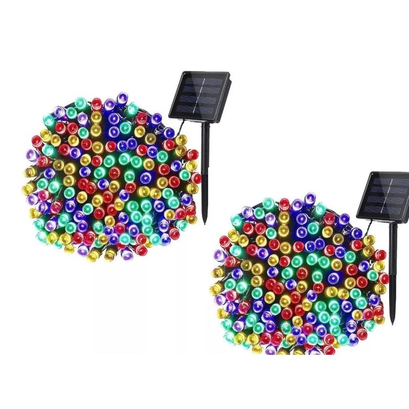 GENERICO - Pack X2 Luces Solares Navidad Guirnalda 10Metros 100 Led Multicolor
