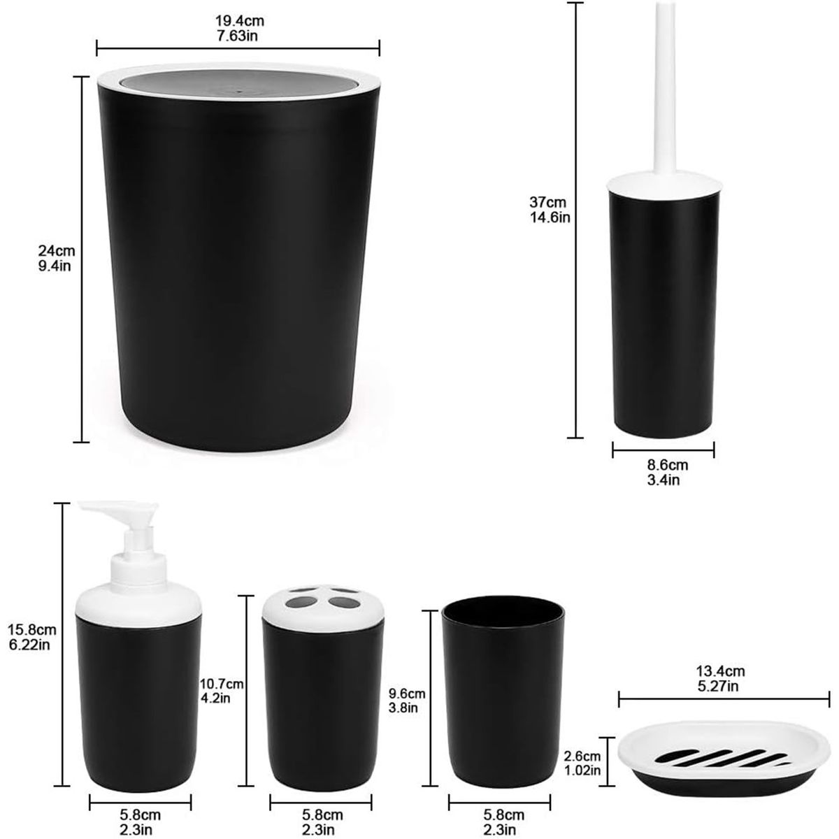 WAKESHOME - Juego de Accesorios Para Baño 6 pcs