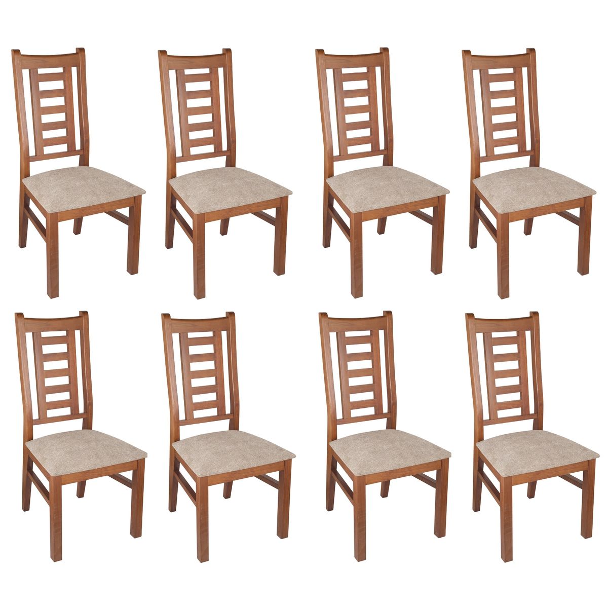 ARTHOME - PACK 8 SILLAS PASCAL MADERA COLOR MIEL TAPIZ CAFE JASPEADO