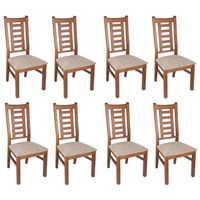 PACK 8 SILLAS PASCAL MADERA COLOR MIEL TAPIZ CAFE JASPEADO