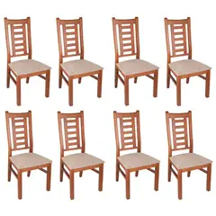 ARTHOME - PACK 8 SILLAS PASCAL MADERA COLOR MIEL TAPIZ CAFE JASPEADO