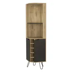 FMFURNITURE - Bar Esquinero 5 Botelleros 2 Puertas Fm-008C - Cafe Claro