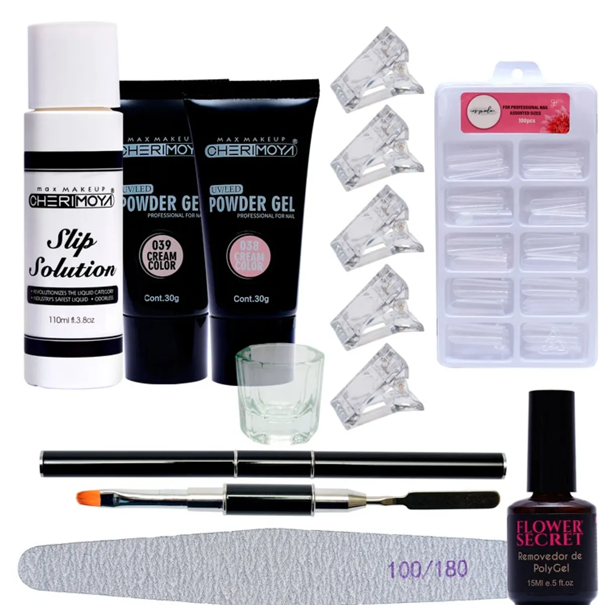 GENERICO - Kit De Polygel Completo Cherimoya  Removedor  Moldes Dual