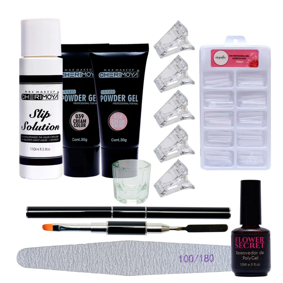 GENERICO - Kit De Polygel Completo Cherimoya  Removedor  Moldes Dual
