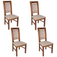 PACK 4 SILLAS LUCIANA MADERA COLOR MIEL TAPIZ CAFE JASPEADO