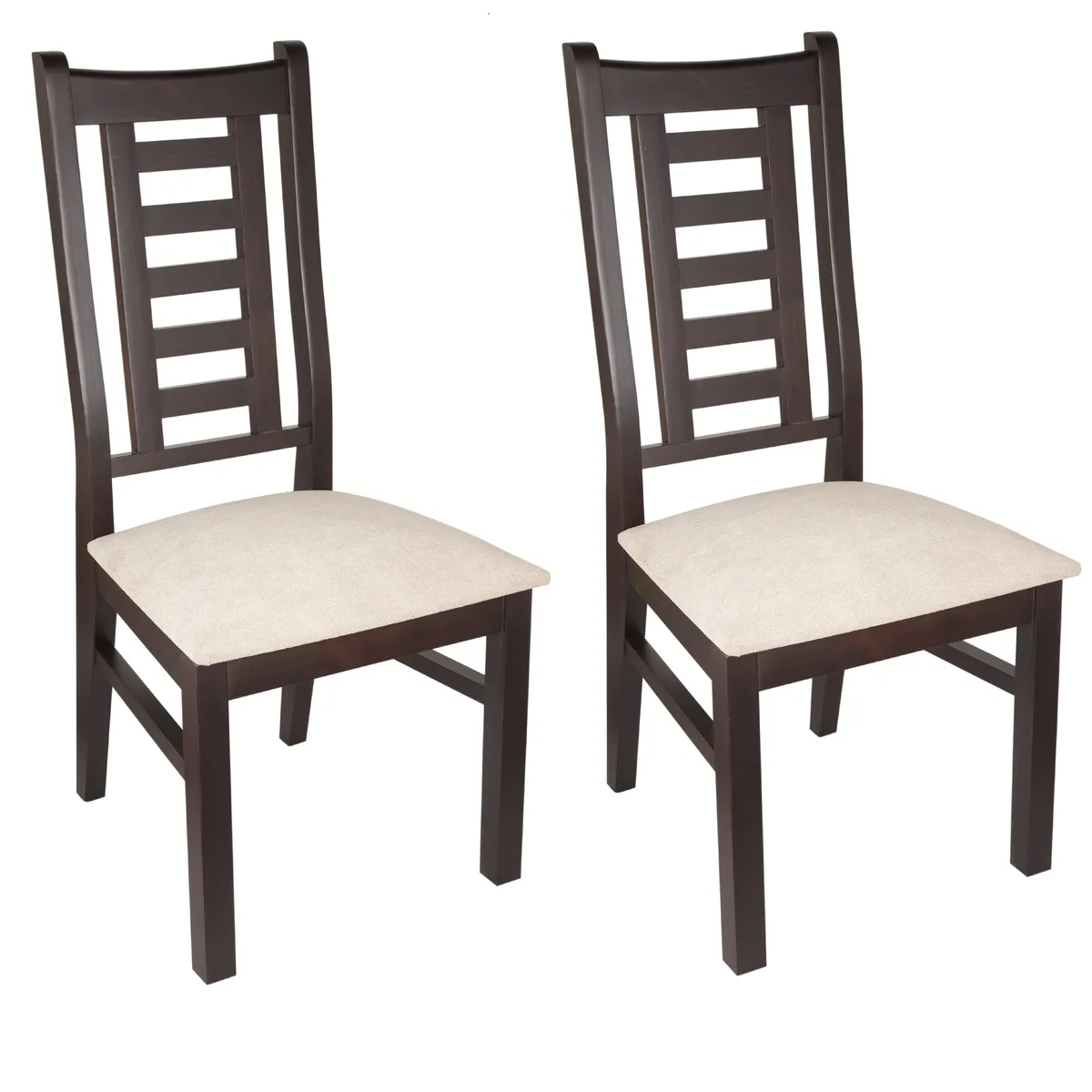 ARTHOME - PACK 2 SILLAS PASCAL MADERA COLOR CHOCOLATE TAPIZ BEIGE JASPEADO