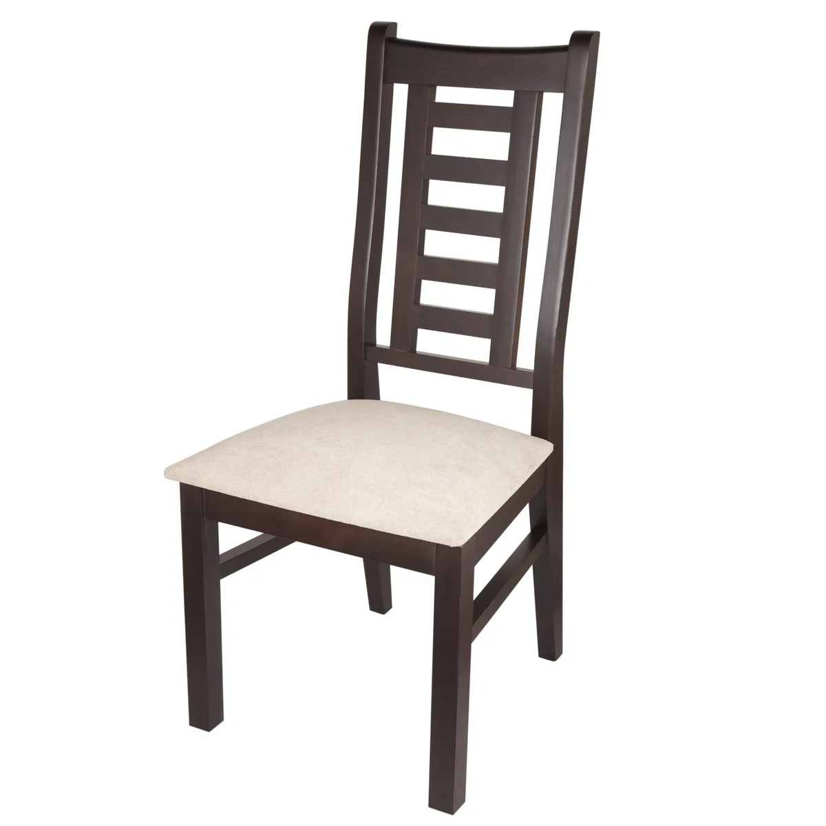 ARTHOME - PACK 2 SILLAS PASCAL MADERA COLOR CHOCOLATE TAPIZ BEIGE JASPEADO