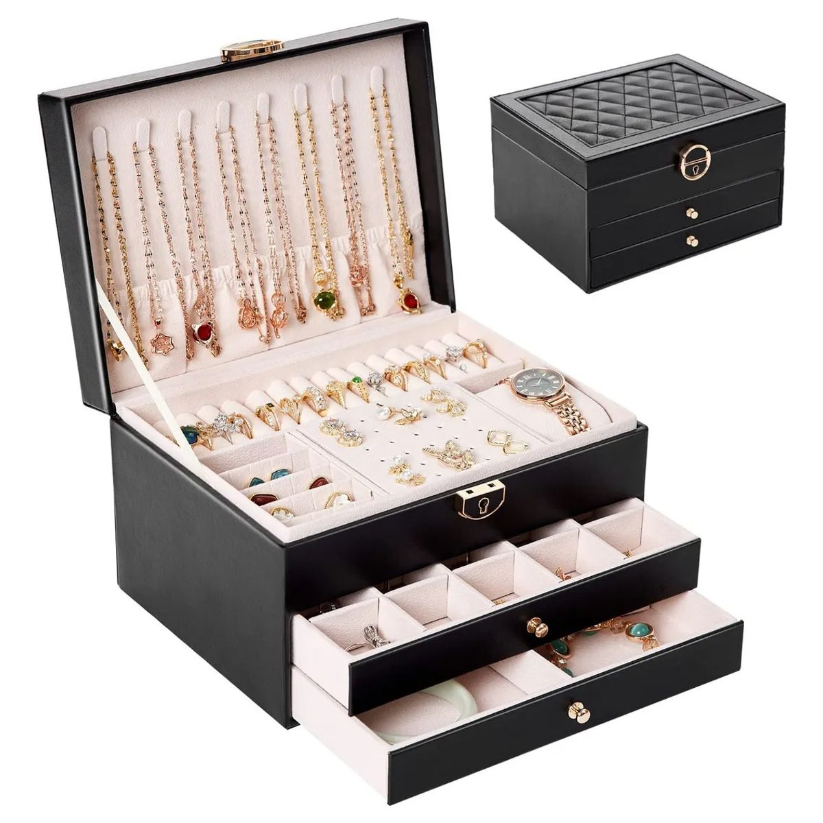 EVERSO - Organizador Joyas Estuche Joyero Portátil Viajero Exhibidor