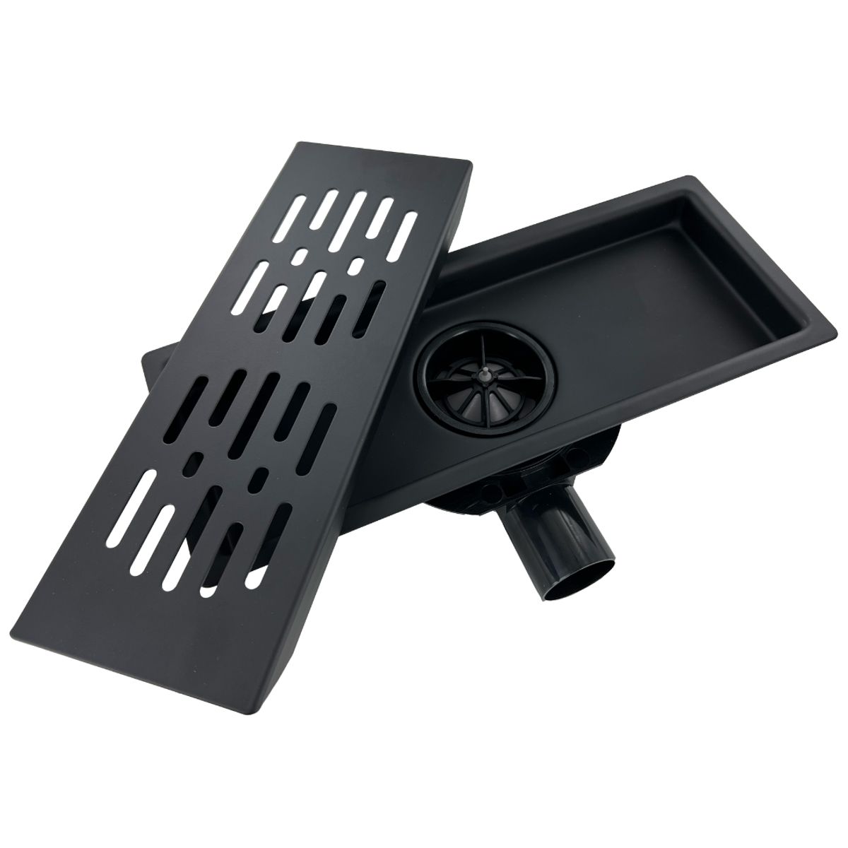 GENERICO - PILETA AC INOX NEGRO MATE RECTANGULAR 12X30 TRAMPA PVC 40MM