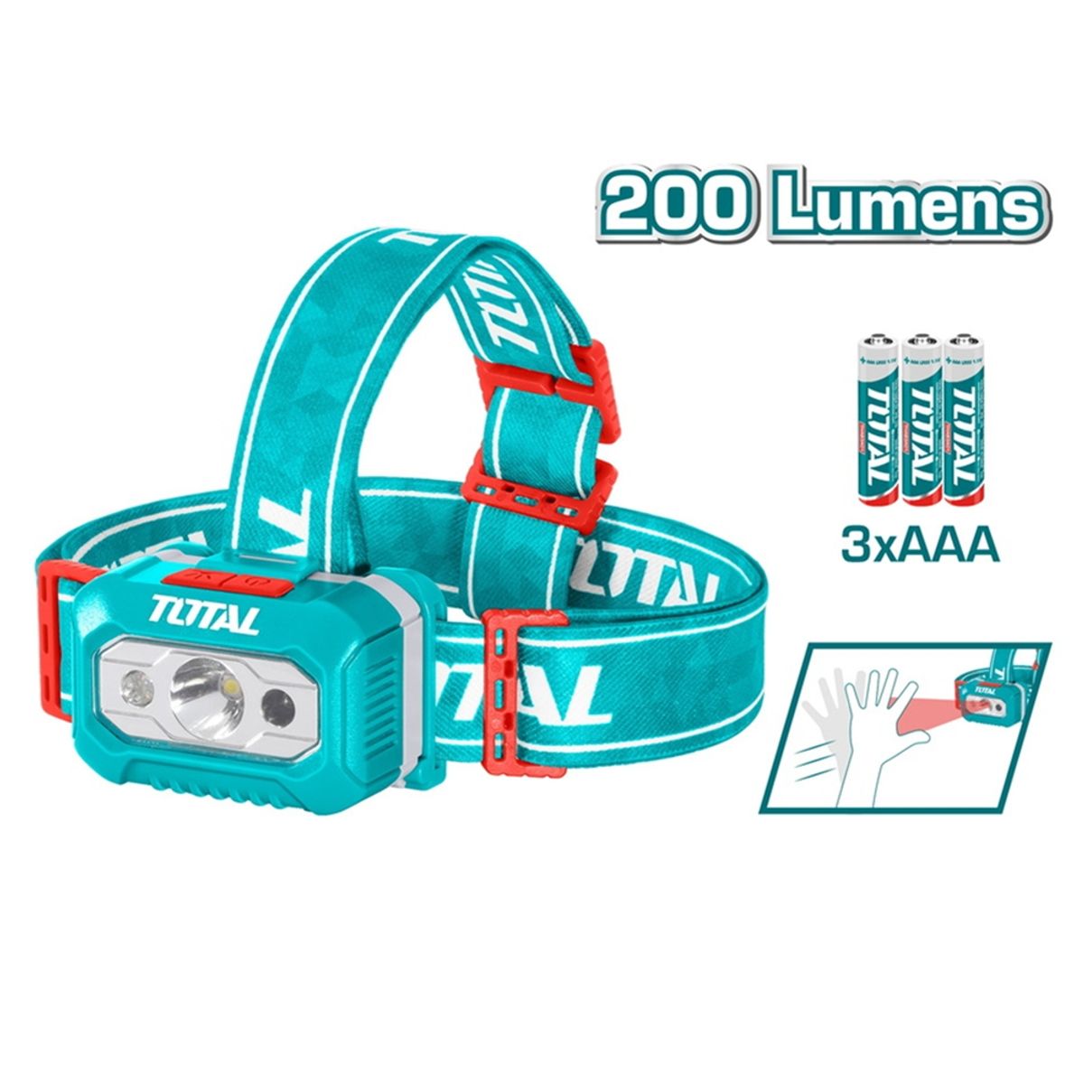 TOTAL TOOLS - Linterna Foco Led Frontal Cabeza 200 Lumens Total
