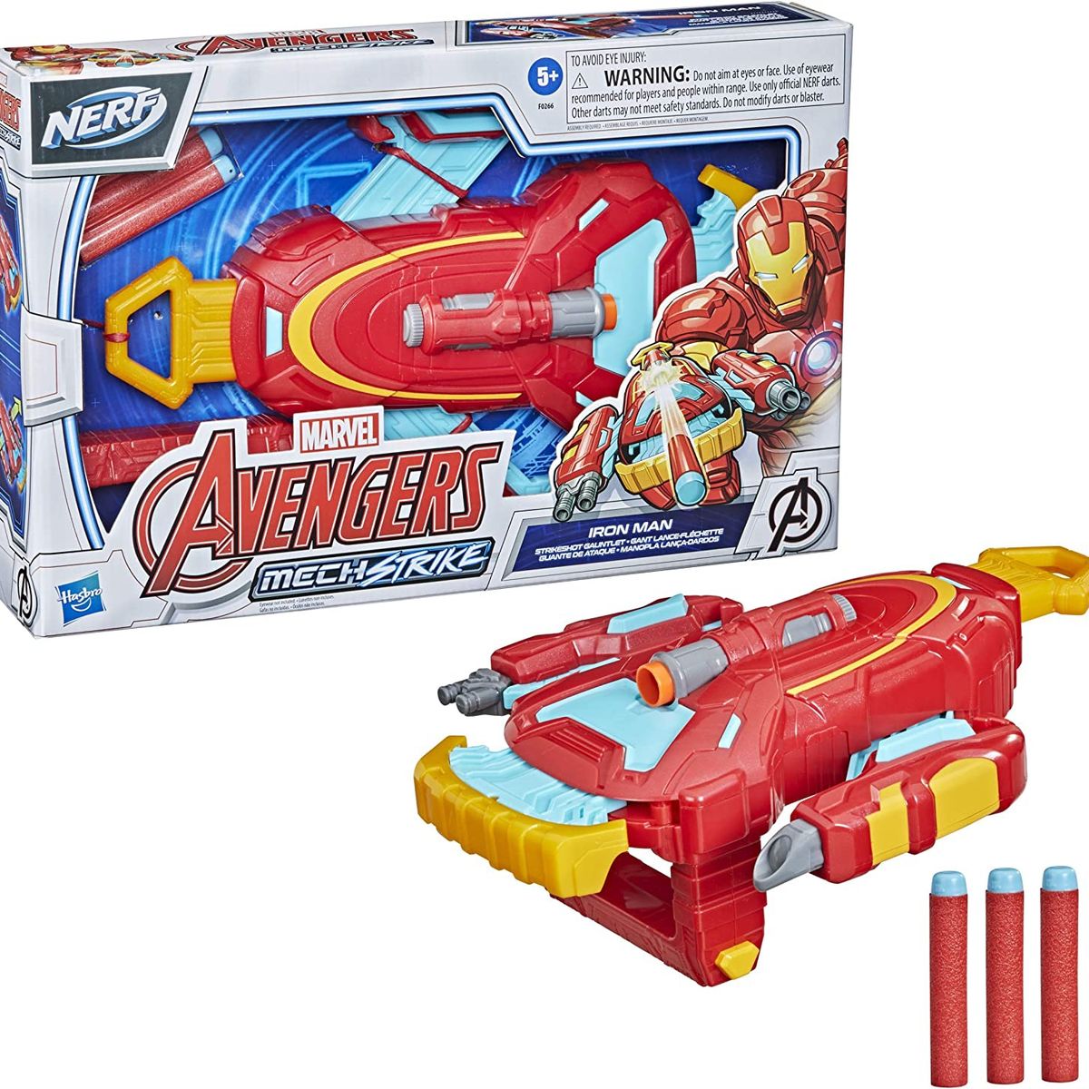GENERICO - Nerf Guante Iron Man Ataque con 3 Dardos Pistola Marvel