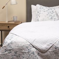 Cubrecama Cobertor 1,5 Plaza Quilt Estampado Reversible - Blanco