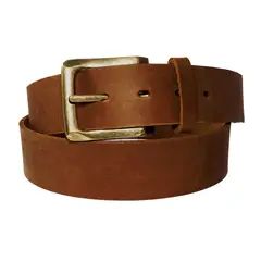 MILLAM - Cinturón de Cuero Hombre Correa Cuero Marrón Hebilla Bronce