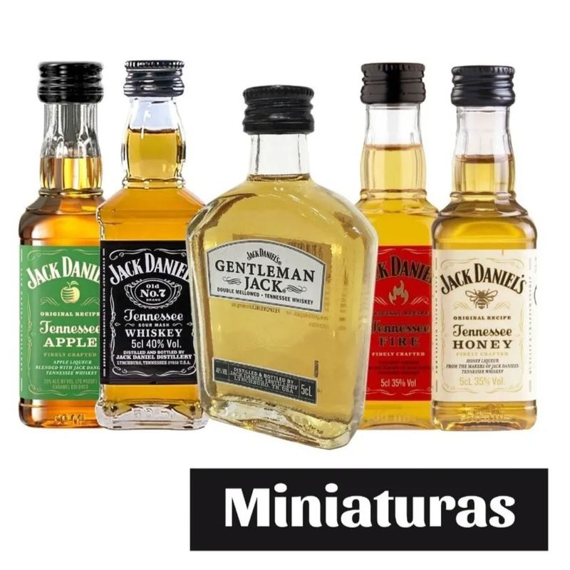 JACK DANIELS - 5 Miniaturas Whisky Jack Daniels 50 ml sin caja