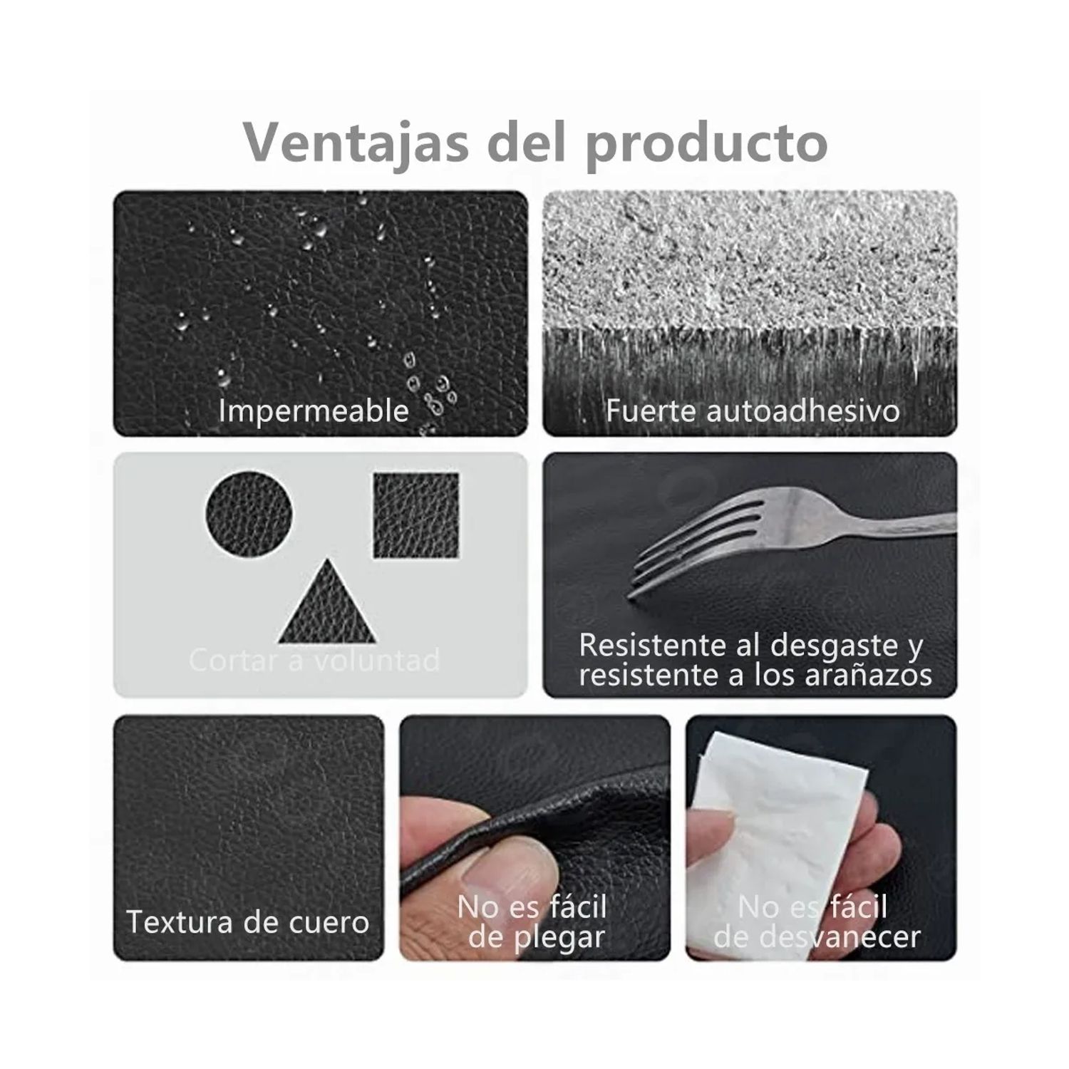 Parche De Cuero Sintético Autoadhesivo Para Reparar Sofás - Tamaño 137x50 Cm, Grosor 0.5mm, Color A Elegir