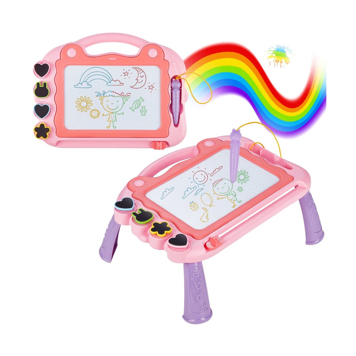 ZG STORE - Tablero Juego Pizarra Mágica Con Soporte Niños 4 Sello Rosa