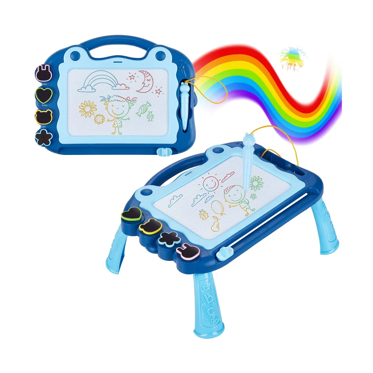 GENERICO - Tablero Juego Pizarra Mágica Con Soporte Niños 4 Sello Azul