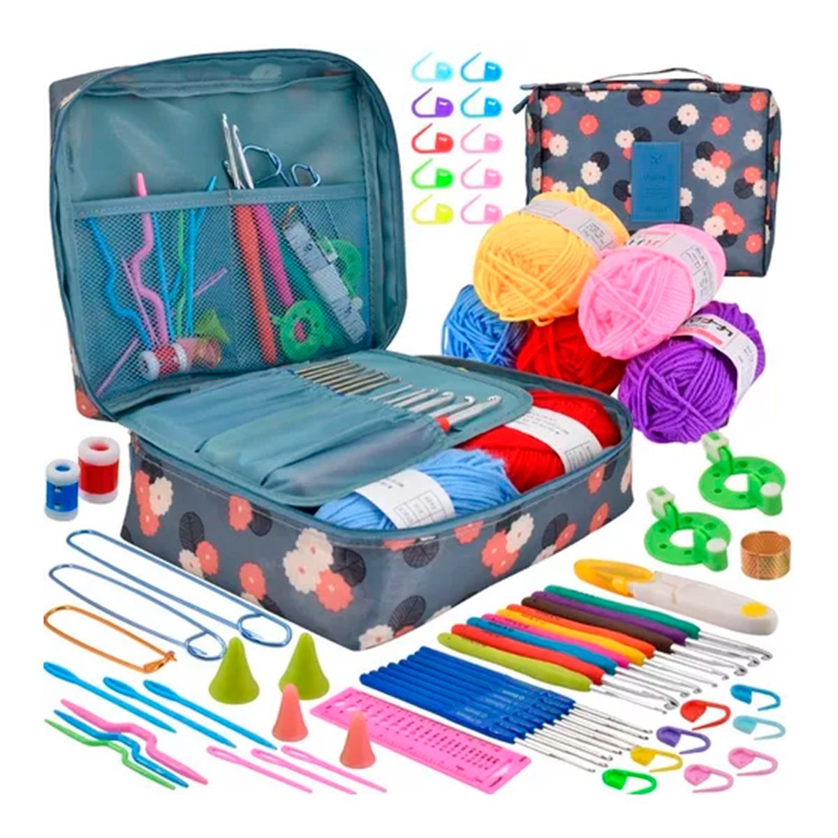 GENERICO - Set Con Estuche Crochet Silicona Accesorios Para Tejer