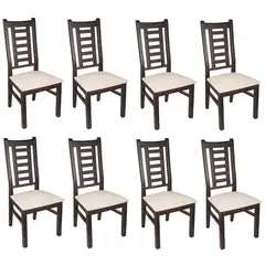 ARTHOME - PACK 8 SILLAS PASCAL MADERA COLOR CHOCOLATE TAPIZ BEIGE JASPEADO