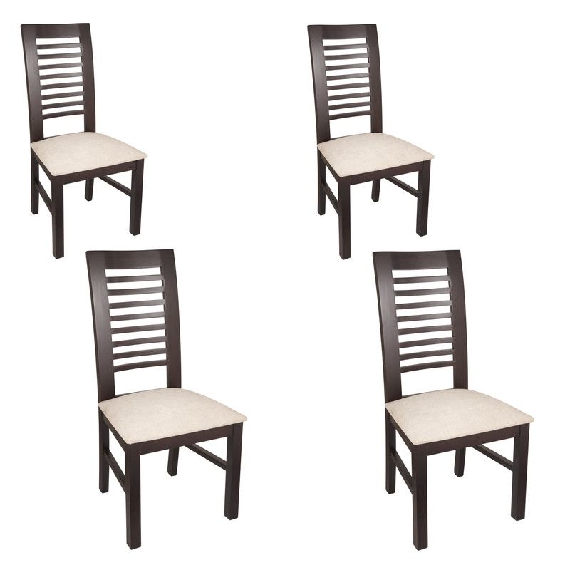 ARTHOME - PACK 4 SILLAS LUCIANA MADERA COLOR CHOCOLATE TAPIZ BEIGE JASPEADO