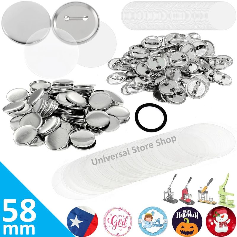 GENERICO - 100 Botones 58mm Chapita Alfiler Metal Filimina Insumo