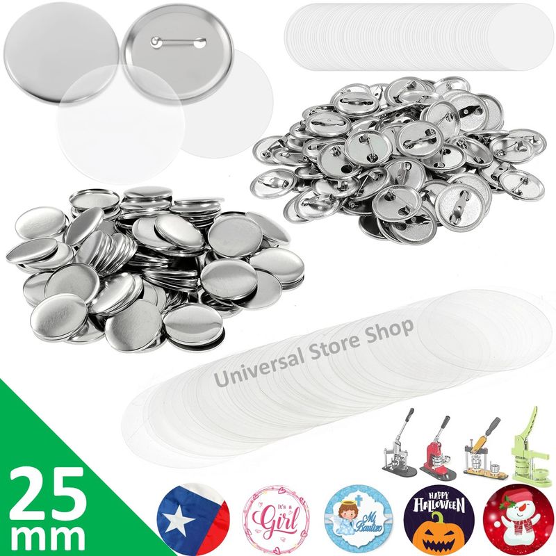 GENERICO - 100 Botones 25mm Chapita Alfiler Metal Filimina Insumo