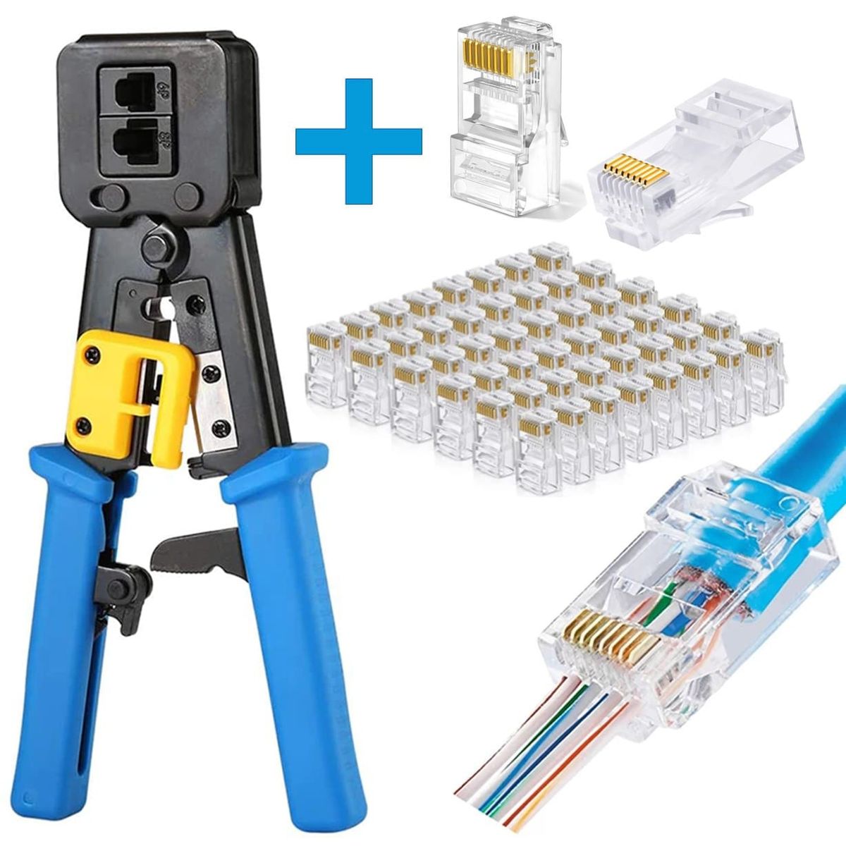 GENERICO - Crimpeadora Ez Rj45 50 Conector Cat6 Prensa Anticorte