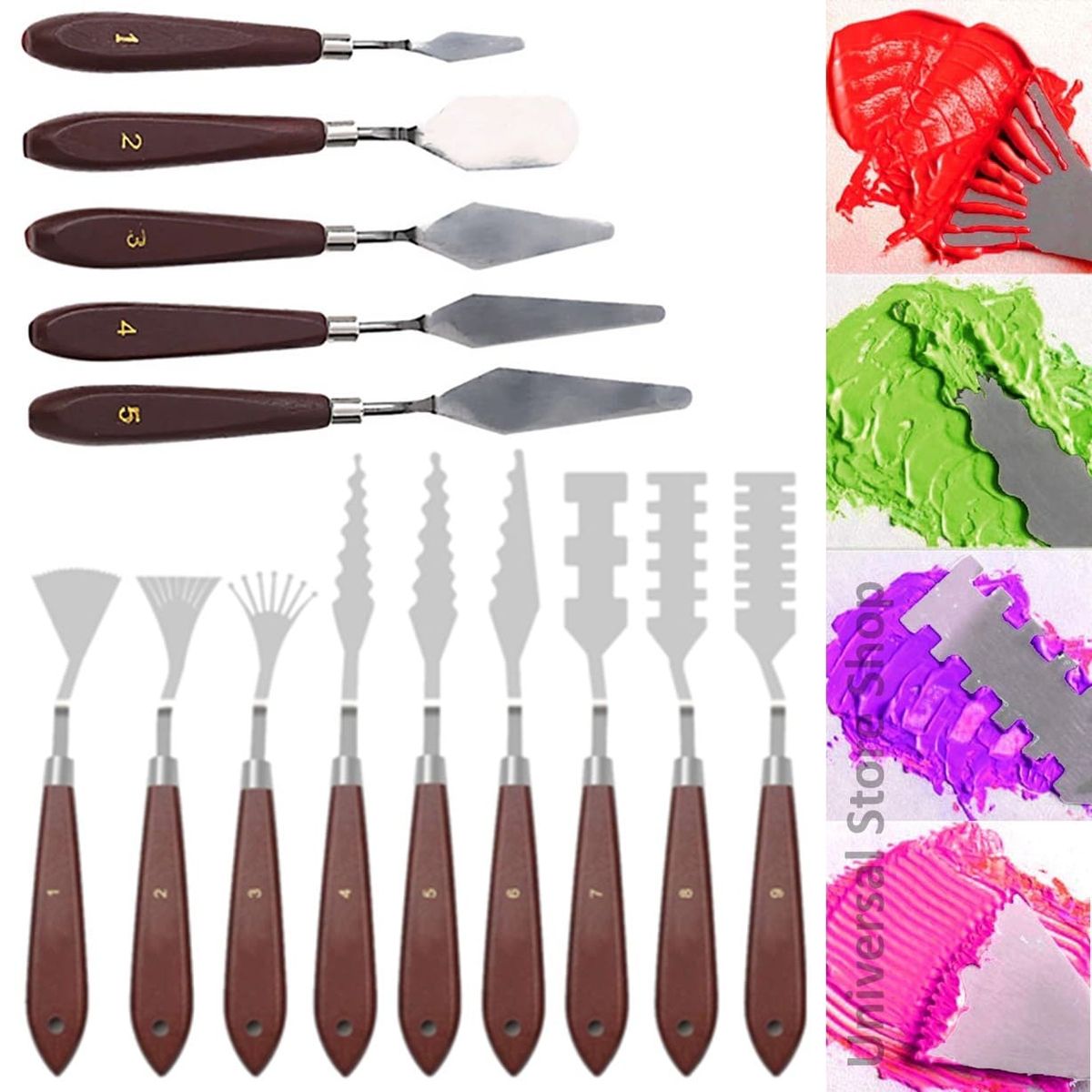 GENERICO - 14 Espátula Pintura Óleo Acrílico Pintar Artesanía Arte