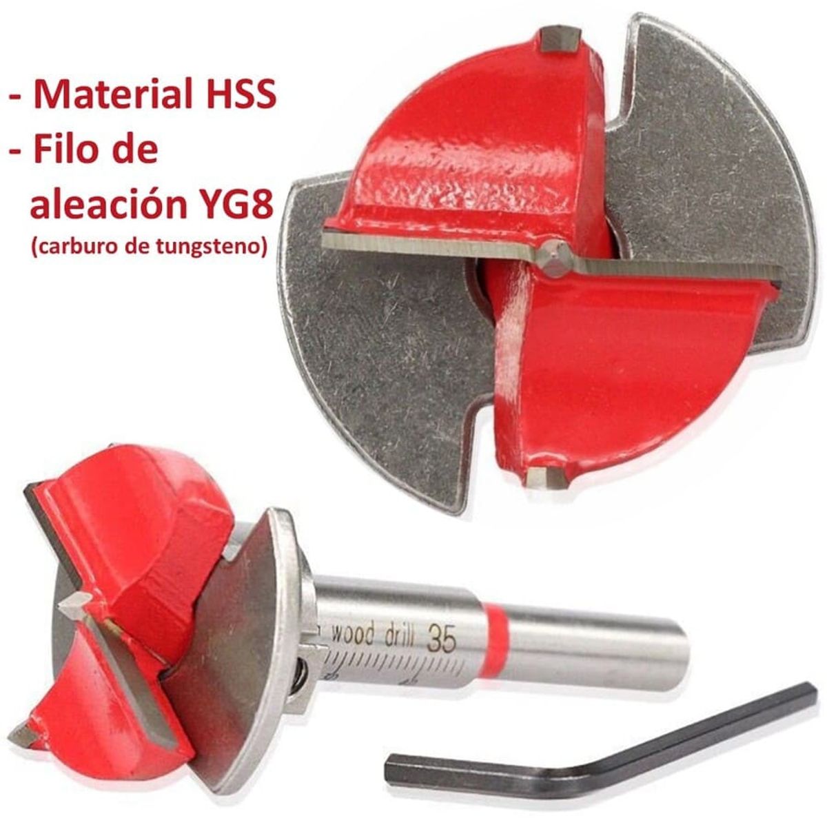 GENERICO - 5 Brocas Forstner Profundidad Ajustable Bisagra Madera