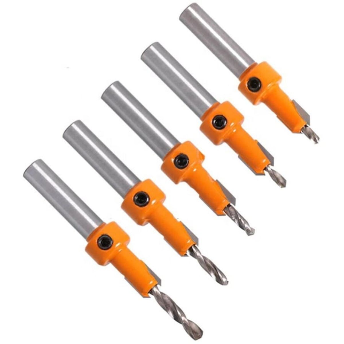 GENERICO - 5 Brocas Piloto Avellanador Alto Carbono Para Madera