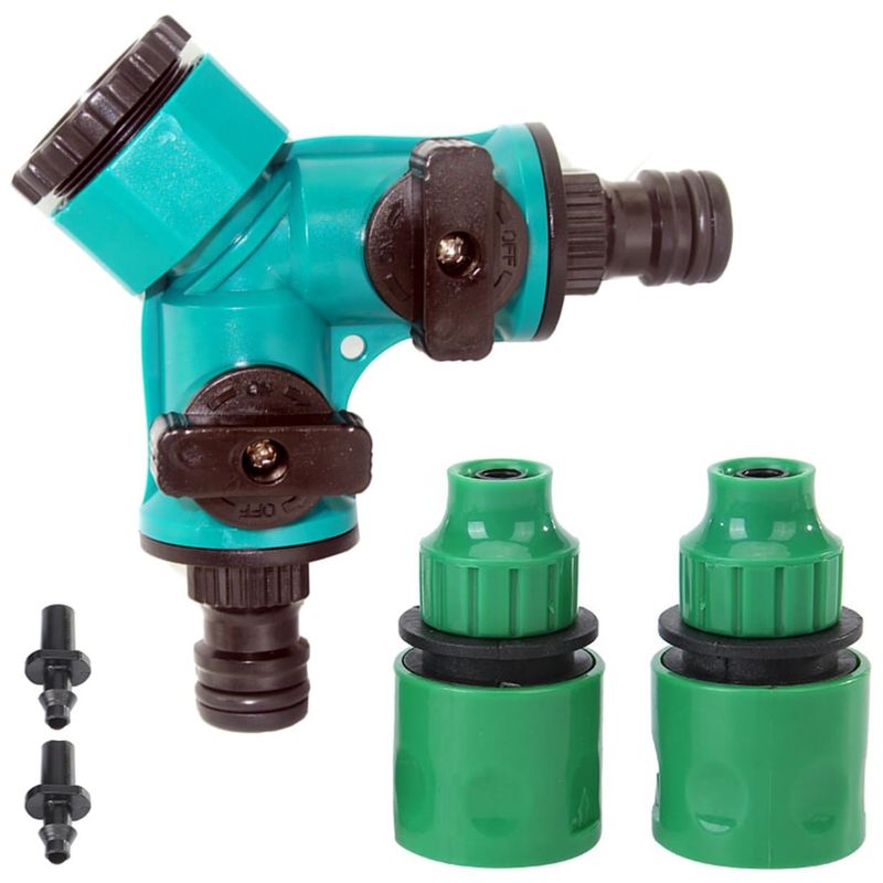 GENERICO - Divisor Manguera Abs +2 Conector Microtubo Riego Goteo  / Verde