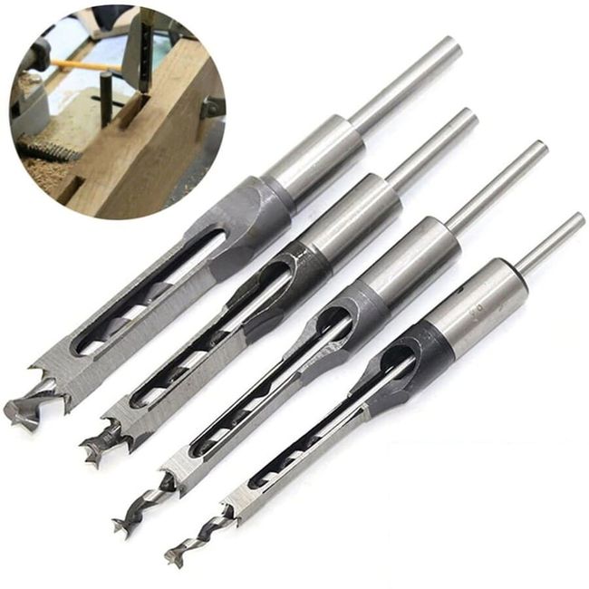 GENERICO - Set 4 Brocas Cuadrada Cincel Mortaja Formón