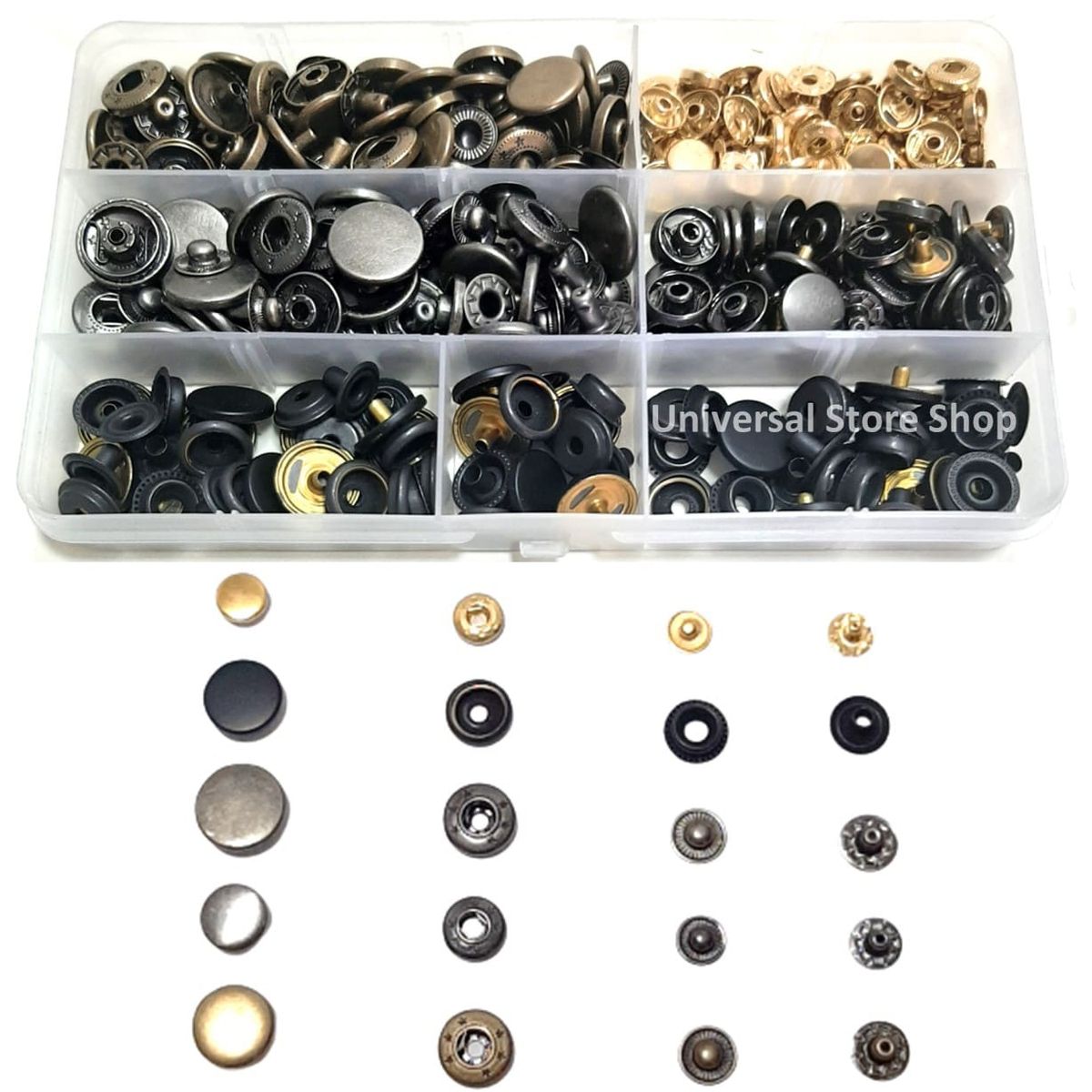 GENERICO - 100 Botón Metal Broche Remache Presión Snap 10mm A 17mm