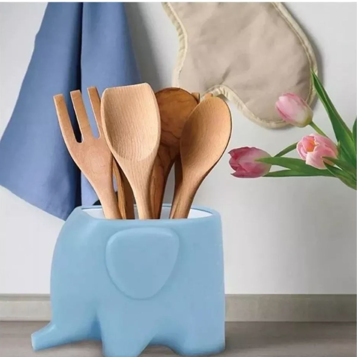 GENERICO - Escurridor Multiusos Elefante Cocina Cubiertos Esponja Rosado