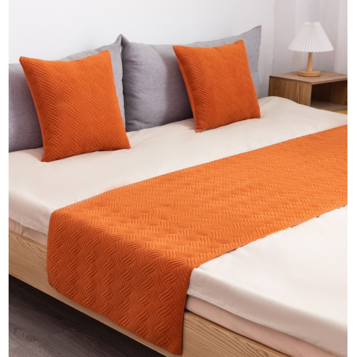 COMPRAPO - Set Piecera Plush 210x70 y 2 Fundas Terracota 45x45 King o 2Pzas.
