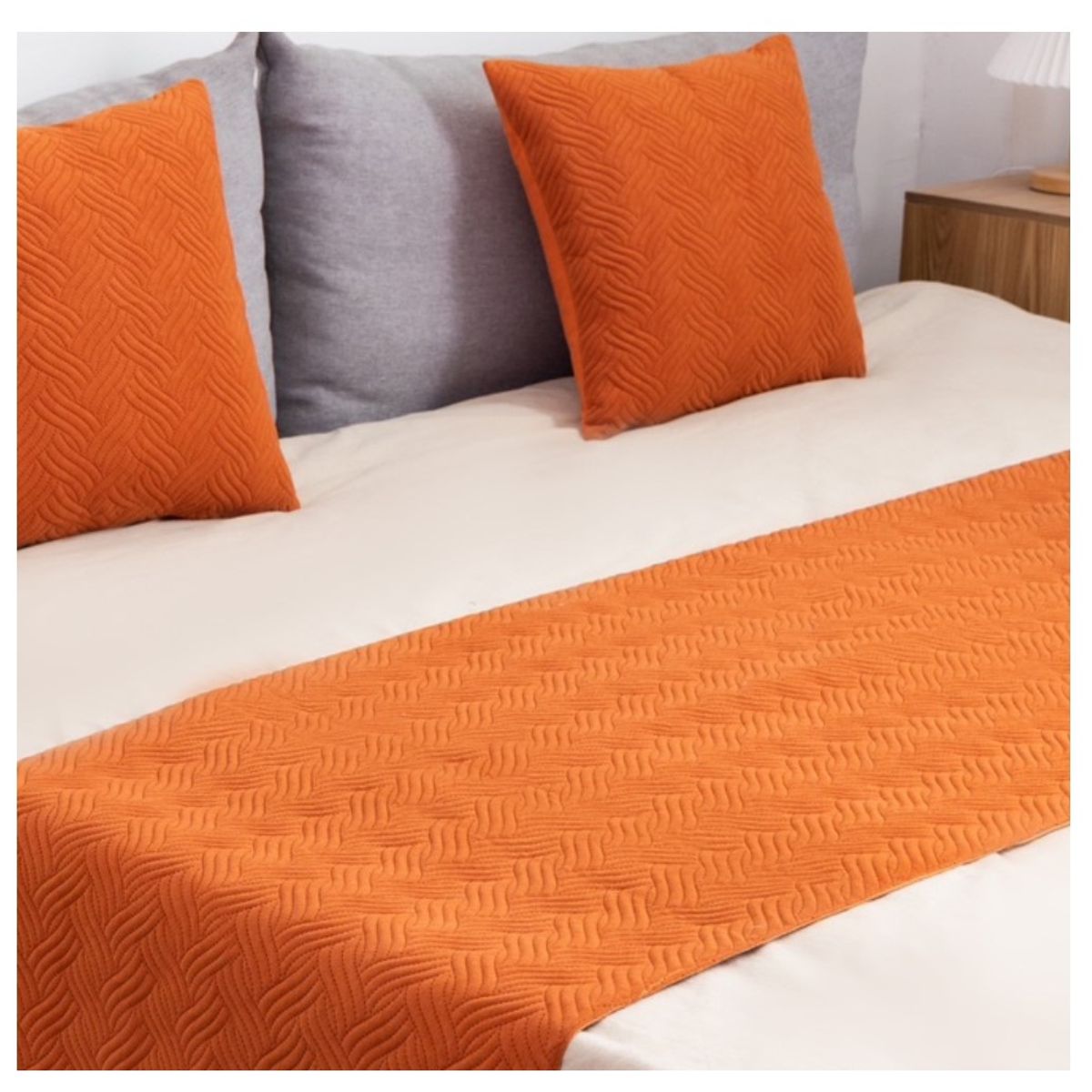 COMPRAPO - Set Piecera Plush 210x70 y 2 Fundas Terracota 45x45 King o 2Pzas.