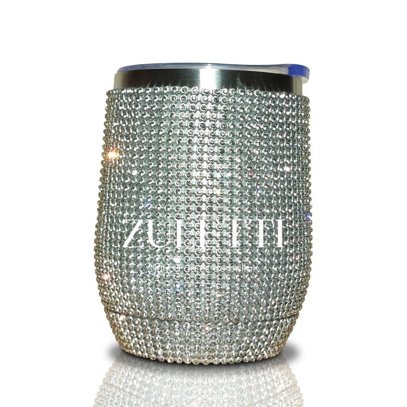 GENERICO - Vaso térmico Zuletti con brillos, tazón brillante 355 ml - Plateado.