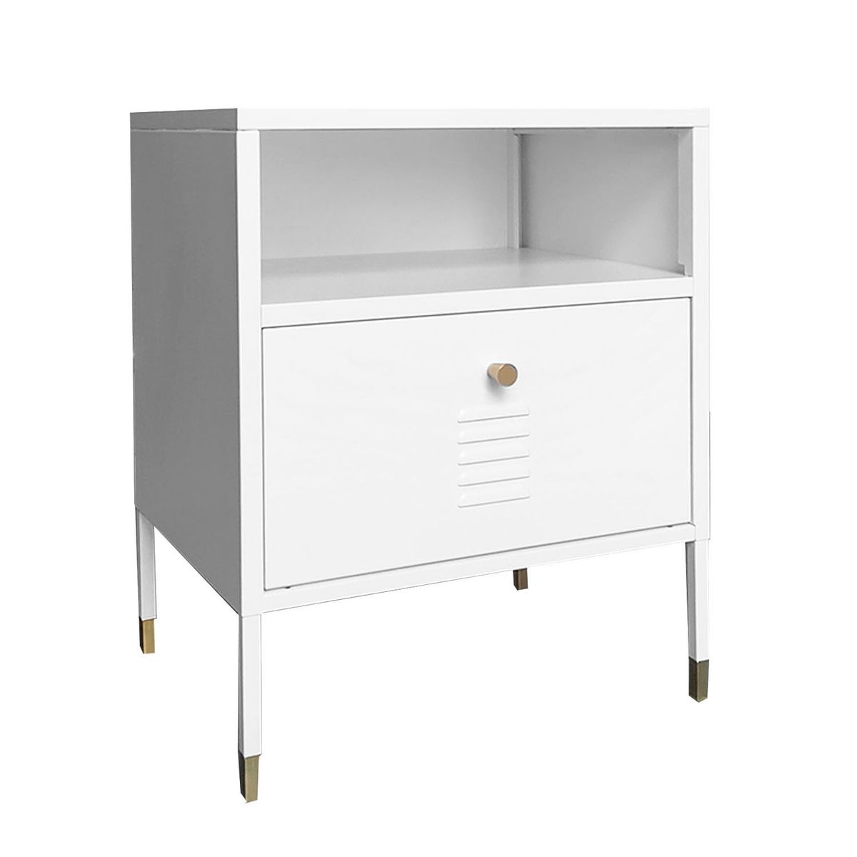 MOBITAT - Velador con Cajon Metálico Blanco