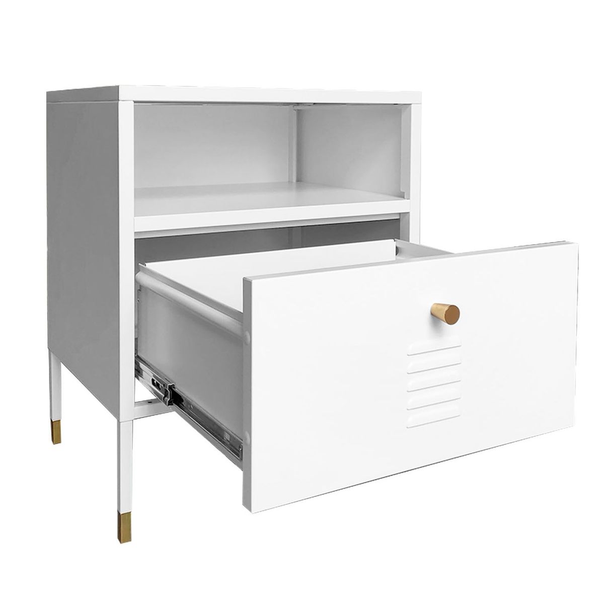 MOBITAT - Velador con Cajon Metálico Blanco