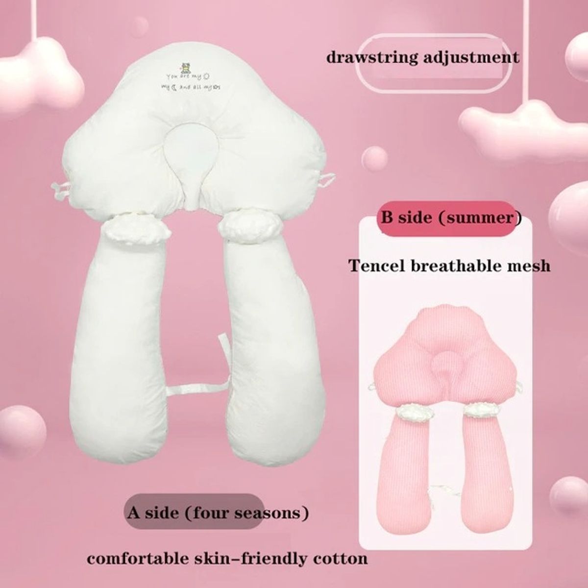 GENERICO - Cojín Nido Colecho De Algodón Almohada Reforzado Rosado Con Blanco